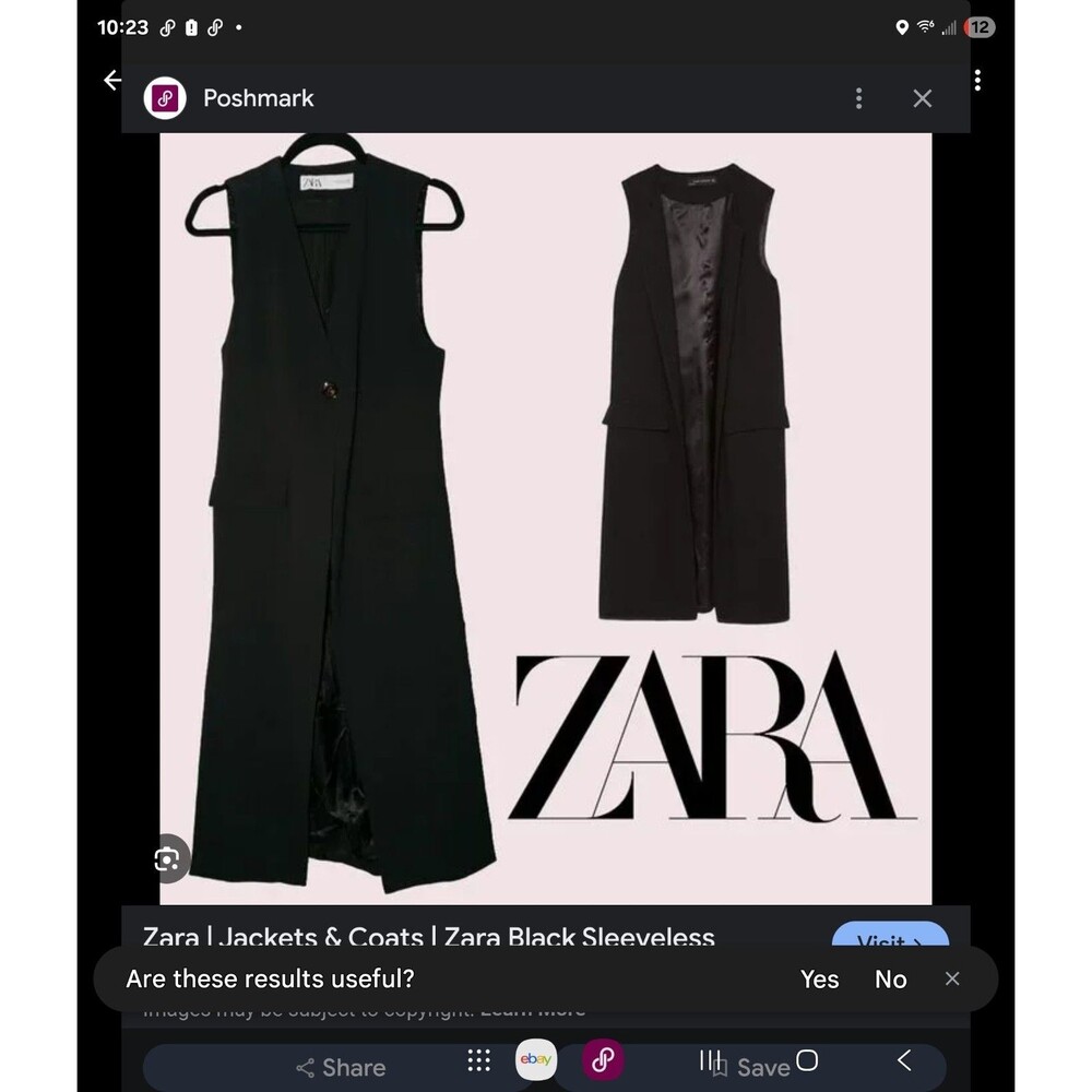 Zara Woman Black Sleeveless Longline Vest Duster Flap Pockets Small